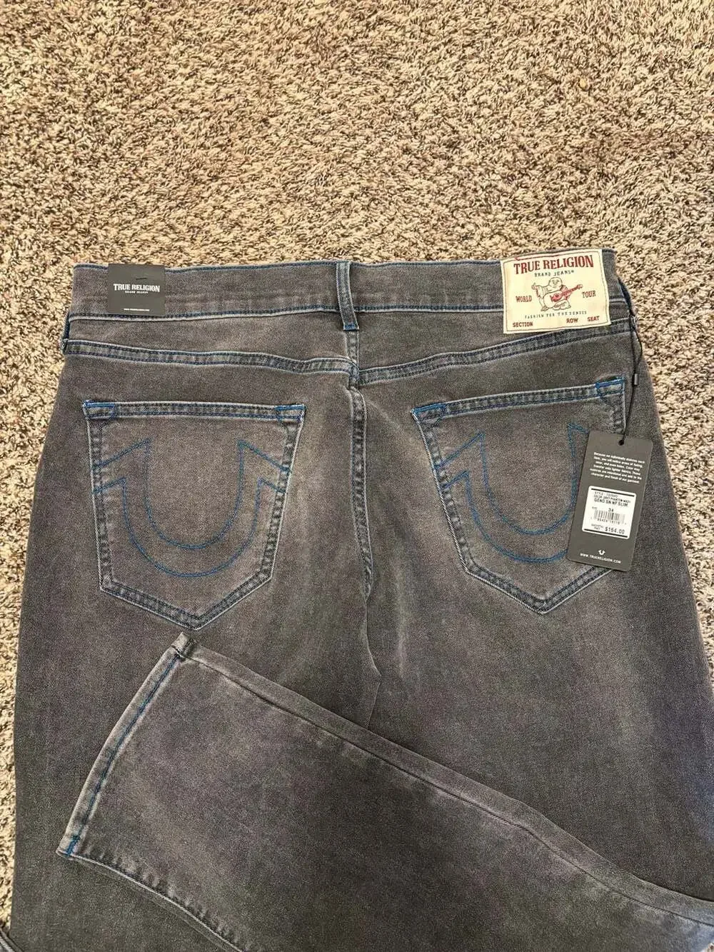 True Religion Geno Relaxed Slim Jeans Grey Phantom.Size 34x32